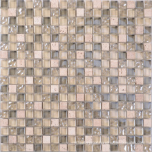 300X300 Kitchen Glass Mix Natural Stone Mosaic Tile Sheets